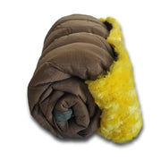 Coyote Camo Pattern Lambie WeeWoobie Weighted Blanket with Canary Fur