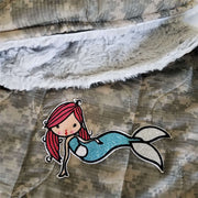 Glittery Mermaid WeeWoobie Weighted Blanket - ACU/UCP Camo with Cloud Fur