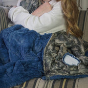 ACU/UCP Camo Pattern Sequin Fringed Heart Chambray Fur Woobie Weighted Blanket