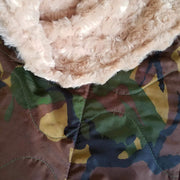 Dutch Camo Pattern Weighted Woobie Blanket with Camel Faux Fur