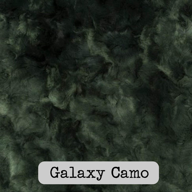 Dutch Camo Pattern Dino Daisy A Design WeeWoobie Weighted Blanket with Elderberry Fur