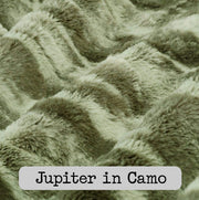 ACU/UCP Camo Pattern Dino Daisy B Design WeeWoobie Weighted Blanket with Canary Faux Fur
