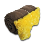 Coyote Camo Pattern Lambie WeeWoobie Weighted Blanket with Canary Fur