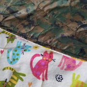 ACU/UCP Camo Pattern Cats Galore Woobie Weighted Blanket Flannel Underside