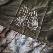 Mom's Daisies Coyote/MARPAT Camo Pattern Weighted Woobie Blanket with Taupe Fur