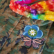 Butterfly Plumeria MARPAT Camo Pattern Weighted Woobie Blanket with Tie Dye Fur