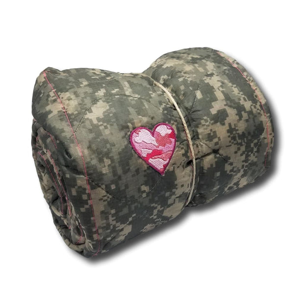 ACU/UCP Camo Pattern - Chick Pink Camouflage Heart and Pink Stitches - Woobie Weighted Blanket Shell