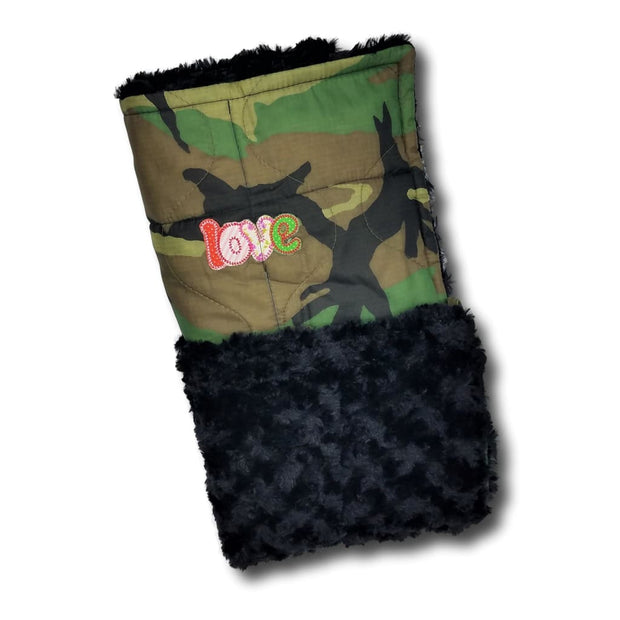 Wee Woobie Weighted Blanket - Woodland Camo with Black Faux Fur Love - Wee Woobie Weighted Blanket